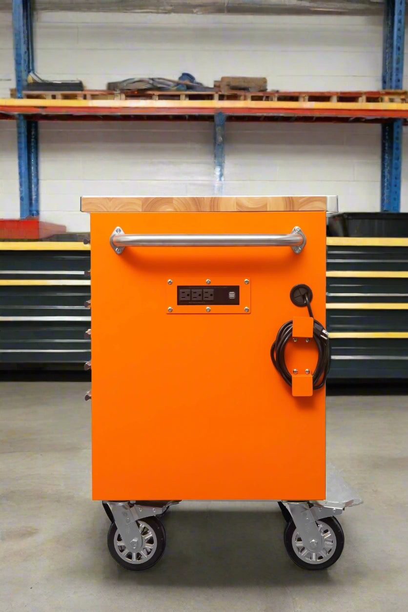 8FT Fatboy industrial tool bench with drawers and USB ports
Heavy-duty 24-drawer tool bench with stainless steel finish
Workshop organization tool bench with hardwood top
Mobile workbench with caster wheels and lockable drawers