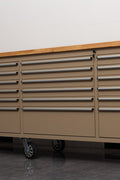 8FT Fatboy industrial tool bench with drawers and USB ports
Heavy-duty 24-drawer tool bench with stainless steel finish
Workshop organization tool bench with hardwood top
Mobile workbench with caster wheels and lockable drawers