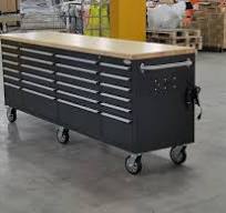 8FT Fatboy industrial tool bench with drawers and USB ports
Heavy-duty 24-drawer tool bench with stainless steel finish
Workshop organization tool bench with hardwood top
Mobile workbench with caster wheels and lockable drawers