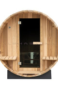 New 8 ft Barrel Sauna Kit with Porch Red Cedar Thermowood - with RED CEDAR 8 FT BARREL SAUNA KIT & PORCH | Sold by Uncle Wiener's Wholesale