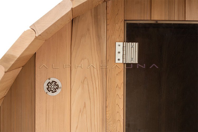 New 8 ft Barrel Sauna Kit with Porch Red Cedar Thermowood - with RED CEDAR 8 FT BARREL SAUNA KIT & PORCH | Sold by Uncle Wiener's Wholesale