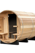 New 8 ft Barrel Sauna Kit with Porch Red Cedar Thermowood - with RED CEDAR 8 FT BARREL SAUNA KIT & PORCH | Sold by Uncle Wiener's Wholesale