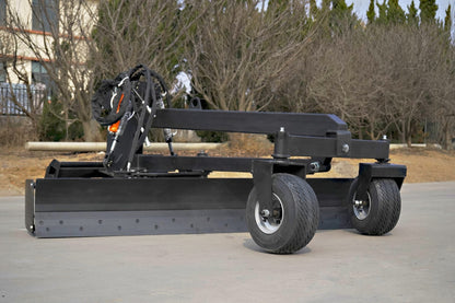 8FT Skid Steer Hydraulic Land Grader with Blade Tilt
Side View of Land Grader Attachment for Skid Steer
Blade Edge and Pneumatic Tires of Hydraulic Grader
In-Cab Controlled Land Grader Mounted on Skid Steer
Land Grading Attachment with Adjustable Angle and Tilt