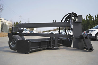8FT Skid Steer Hydraulic Land Grader with Blade Tilt
Side View of Land Grader Attachment for Skid Steer
Blade Edge and Pneumatic Tires of Hydraulic Grader
In-Cab Controlled Land Grader Mounted on Skid Steer
Land Grading Attachment with Adjustable Angle and Tilt