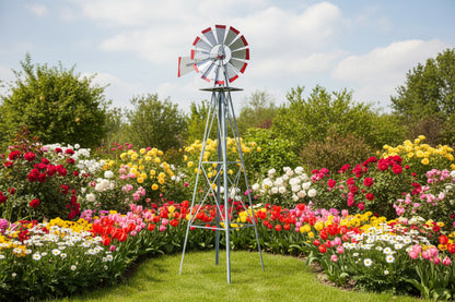 New 8 FT Steel Garden Windmill – Decorative Metal Yard Spinner for Wind Speed & Direction Monitoring 8FTWM - with | Sold by Uncle Wiener's Wholesale