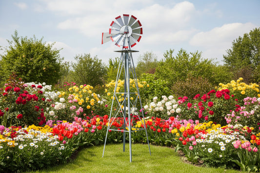 New 8 FT Steel Garden Windmill – Decorative Metal Yard Spinner for Wind Speed & Direction Monitoring 8FTWM - with | Sold by Uncle Wiener's Wholesale