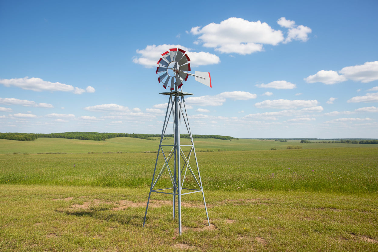 New 8 FT Steel Garden Windmill – Decorative Metal Yard Spinner for Wind Speed & Direction Monitoring 8FTWM - with | Sold by Uncle Wiener's Wholesale