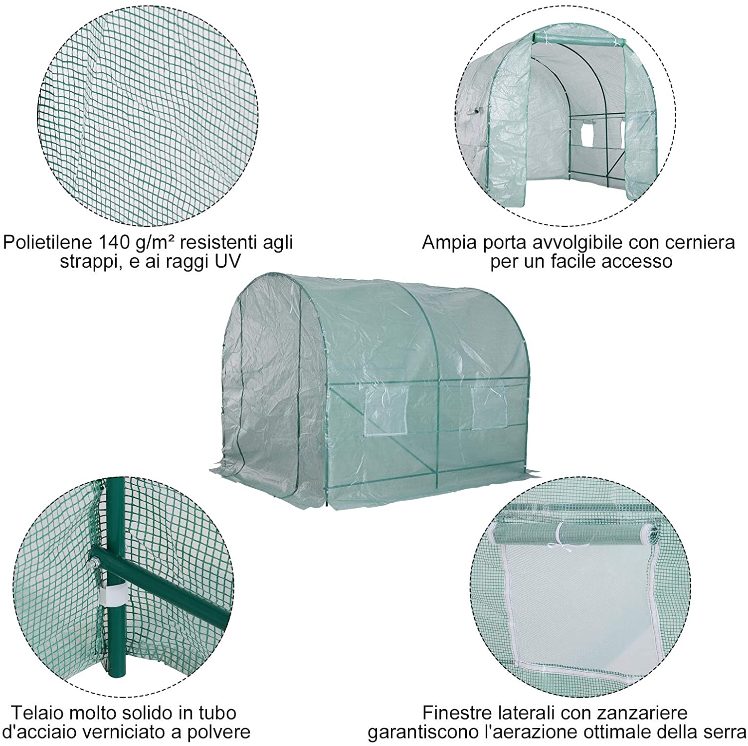 New 8 Ft Walk - In Tunnel Greenhouse Garden with Steel Frame – 552021 - with | Sold by Uncle Wiener's Wholesale