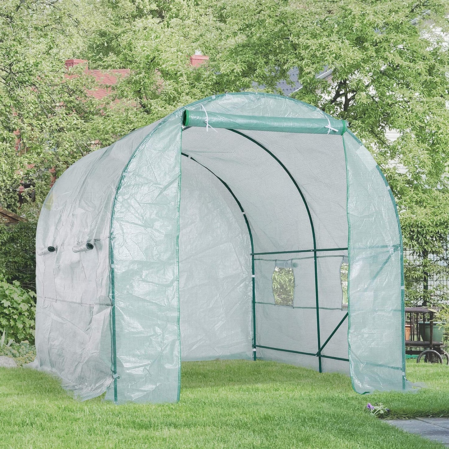 New 8 Ft Walk - In Tunnel Greenhouse Garden with Steel Frame – 552021 - with | Sold by Uncle Wiener's Wholesale
