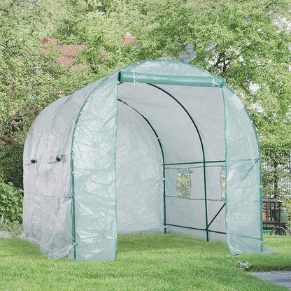 New 8 Ft Walk - In Tunnel Greenhouse Garden with Steel Frame – 552021 - with | Sold by Uncle Wiener's Wholesale
