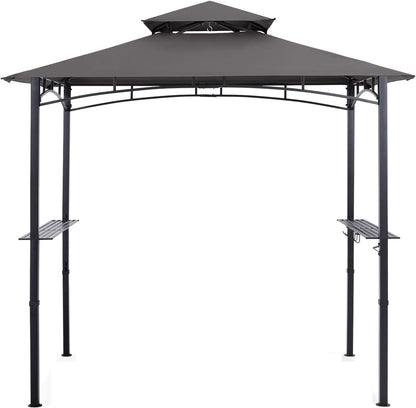 New 8 ft x 5 ft Grill Gazebo BBQ Canopy with LED Lights & Side Shelves | SKU: S1248 - with | Sold by Uncle Wiener's Wholesale