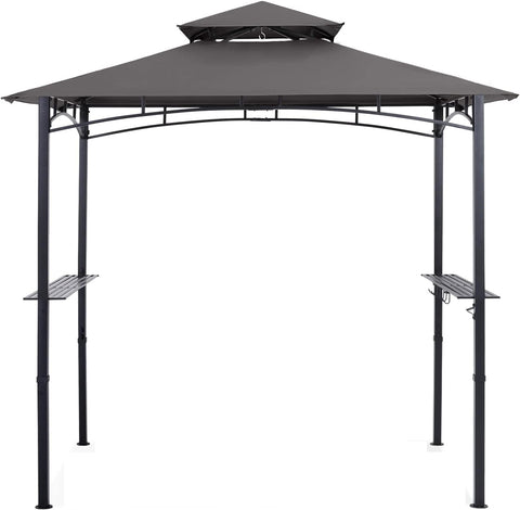 New 8 ft x 5 ft Grill Gazebo BBQ Canopy with LED Lights & Side Shelves | SKU: S1248 - with | Sold by Uncle Wiener's Wholesale