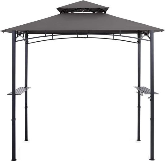 New 8 ft x 5 ft Grill Gazebo BBQ Canopy with LED Lights & Side Shelves | SKU: S1248 - with | Sold by Uncle Wiener's Wholesale