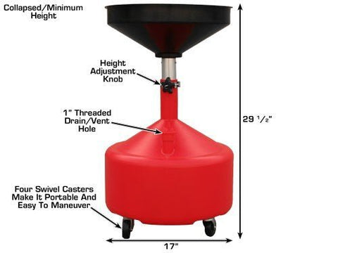 New 8 - Gallon Portable Waste Oil Drain – Mobile Oil Drain Tank for Auto Shops & Garages S1096 - with | Sold by Uncle Wiener's Wholesale