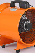 8-inch high velocity ventilation blower with flexible PVC duct
Industrial orange exhaust fan with 2800 RPM motor
Portable ducted ventilation fan for workshops and tunnels
2295 CFM heavy-duty blower with steel housing