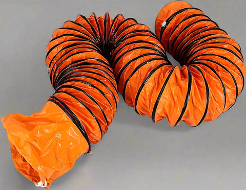 8-inch high velocity ventilation blower with flexible PVC duct
Industrial orange exhaust fan with 2800 RPM motor
Portable ducted ventilation fan for workshops and tunnels
2295 CFM heavy-duty blower with steel housing
