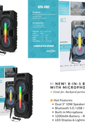 “8 inch Bluetooth speaker with microphone input and USB/TF/FM playback”

“Rechargeable portable party speaker with handle – GTS1702”

“Bluetooth speaker system with dual 10W output and built-in display”

“Multi-input speaker with USB, FM, AUX, and SD card support”

“Mic-ready portable Bluetooth speaker for karaoke and events”