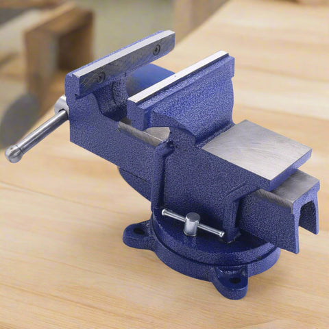 8-Inch Heavy-Duty Bench Vise with Swivel Base and Cast Steel Body
Industrial Strength Bench Vise for Woodworking and Metal Clamping
Blue Cast Steel Bench Vise Mounted on Workbench
Precision Serrated Jaws on Heavy-Duty Bench Vise
360-Degree Rotating Swivel Base Bench Vise in Workshop