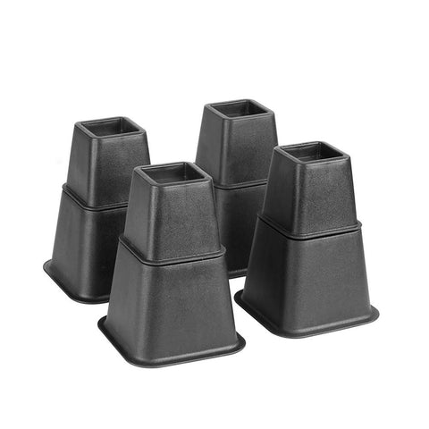 New 8 - Piece Black Bed Risers – Adjustable to 3", 5", or 8" Height | SKU: S3031 - with | Sold by Uncle Wiener's Wholesale