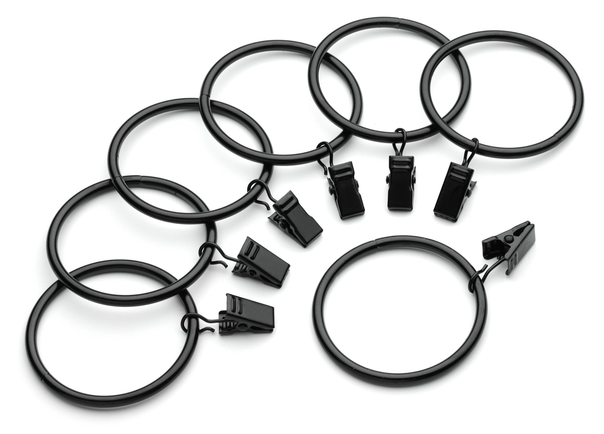 New 8 - Piece Black Curtain Rings with Clips – Metal Drapery Hooks for Easy Hanging - with | Sold by Uncle Wiener's Wholesale