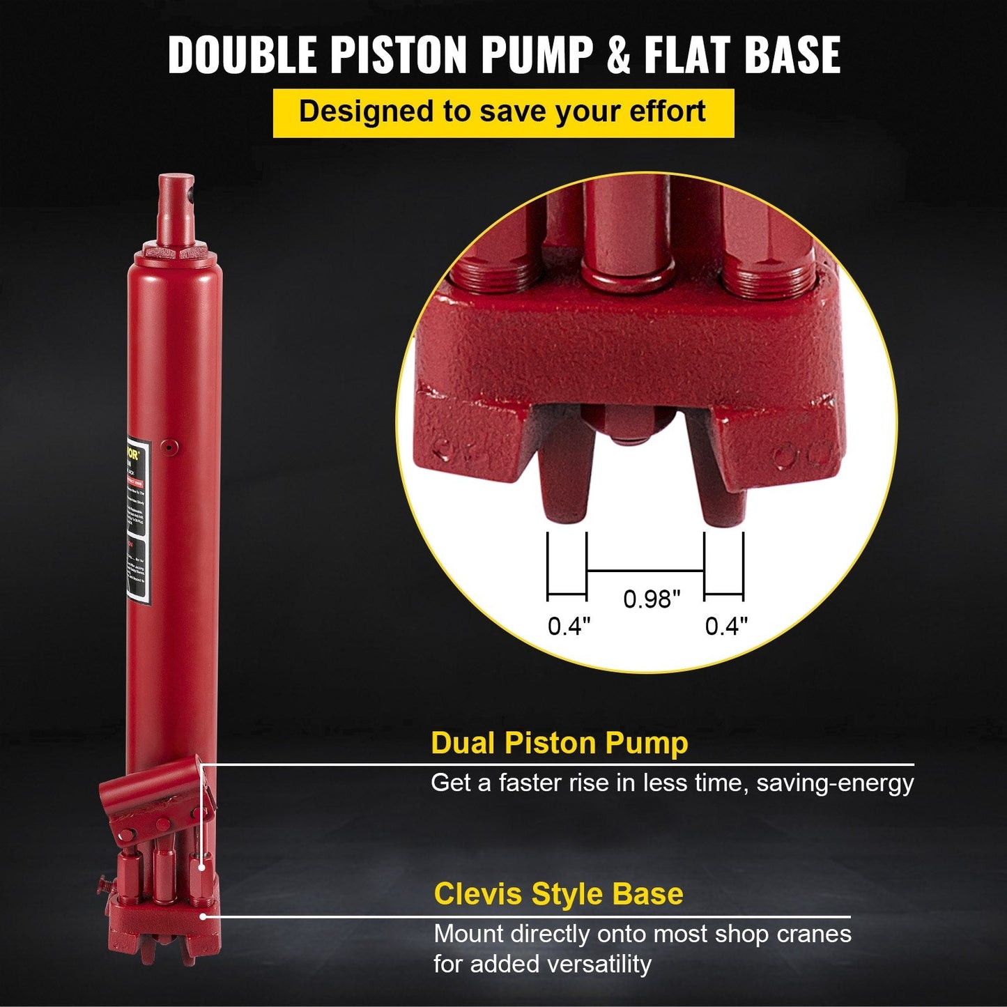 8-Ton Long Ram Hydraulic Jack – Full Side View in Red
Hydraulic Long Ram Jack – Pump Handle and Cylinder Detail
Heavy-Duty 8 Ton Jack – Top Cap and Piston Close-Up
Red Steel Long Ram Jack – Mounted on Engine Hoist Setup
Shop Crane Hydraulic Jack – Long Stroke Adjustment View