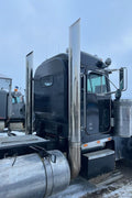 "8 inch chrome miter cut exhaust stacks for Peterbilt 379"
"Complete chrome stack kit for Peterbilt 378"
"8x10 exhaust stack with cab brackets and elbows"
"Truck chrome exhaust system with T-pipe and brackets"