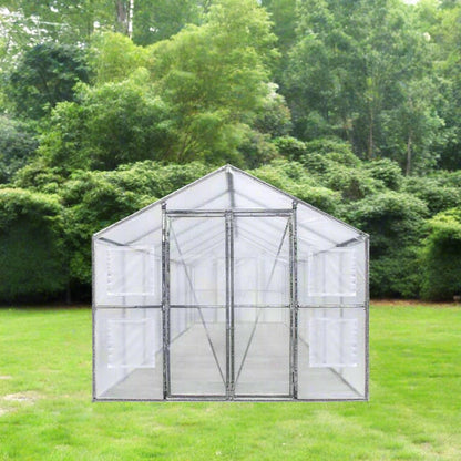 8x13 walk-in PVC greenhouse with metal frame
Greenhouse with dual doors and mesh vents
Side view of 8x26 heavy-duty greenhouse
Gardening shelter for vegetables and herbs