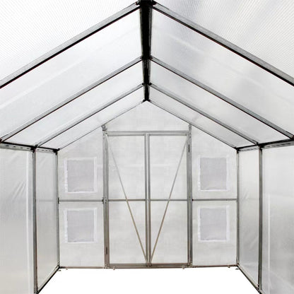 8x13 walk-in PVC greenhouse with metal frame
Greenhouse with dual doors and mesh vents
Side view of 8x26 heavy-duty greenhouse
Gardening shelter for vegetables and herbs
