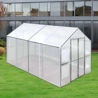 8x13 walk-in PVC greenhouse with metal frame
Greenhouse with dual doors and mesh vents
Side view of 8x26 heavy-duty greenhouse
Gardening shelter for vegetables and herbs
