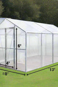 8x13 walk-in PVC greenhouse with metal frame
Greenhouse with dual doors and mesh vents
Side view of 8x26 heavy-duty greenhouse
Gardening shelter for vegetables and herbs