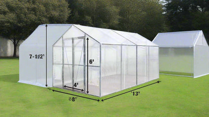 8x13 walk-in PVC greenhouse with metal frame
Greenhouse with dual doors and mesh vents
Side view of 8x26 heavy-duty greenhouse
Gardening shelter for vegetables and herbs