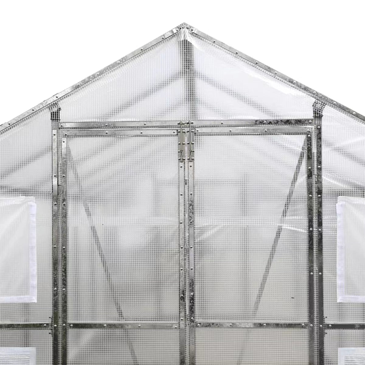 8x13 walk-in PVC greenhouse with metal frame
Greenhouse with dual doors and mesh vents
Side view of 8x26 heavy-duty greenhouse
Gardening shelter for vegetables and herbs