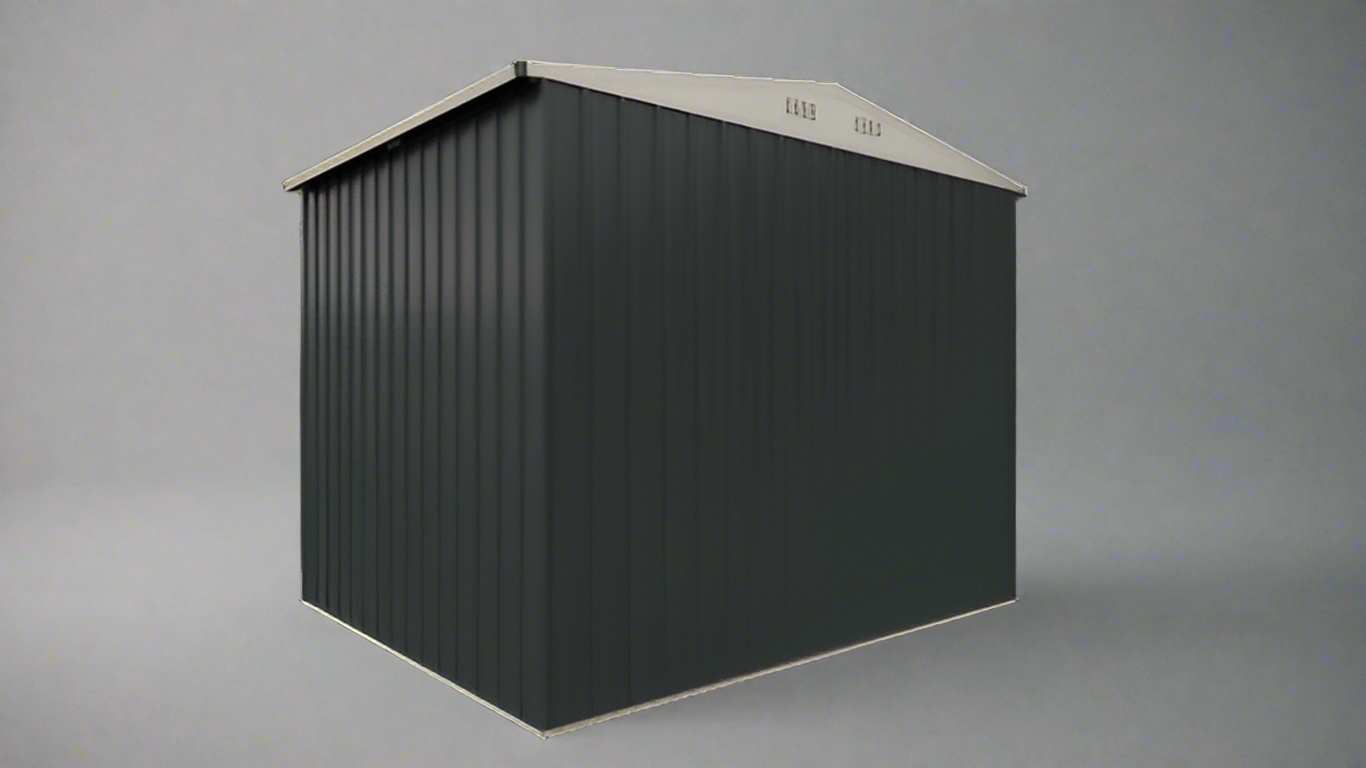 "8x6 FT gray metal tool shed with sloped roof and double doors"

"Interior view of compact galvanized steel storage shed"

"Backyard outdoor storage shed 8x6 FT with secure access"

"Durable sloped roof shed for tools, bikes, and garden gear"
