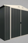 "8x6 FT gray metal tool shed with sloped roof and double doors"

"Interior view of compact galvanized steel storage shed"

"Backyard outdoor storage shed 8x6 FT with secure access"

"Durable sloped roof shed for tools, bikes, and garden gear"
