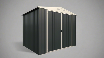 "8x6 FT gray metal tool shed with sloped roof and double doors"

"Interior view of compact galvanized steel storage shed"

"Backyard outdoor storage shed 8x6 FT with secure access"

"Durable sloped roof shed for tools, bikes, and garden gear"
