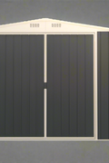 "8x6 FT gray metal tool shed with sloped roof and double doors"

"Interior view of compact galvanized steel storage shed"

"Backyard outdoor storage shed 8x6 FT with secure access"

"Durable sloped roof shed for tools, bikes, and garden gear"