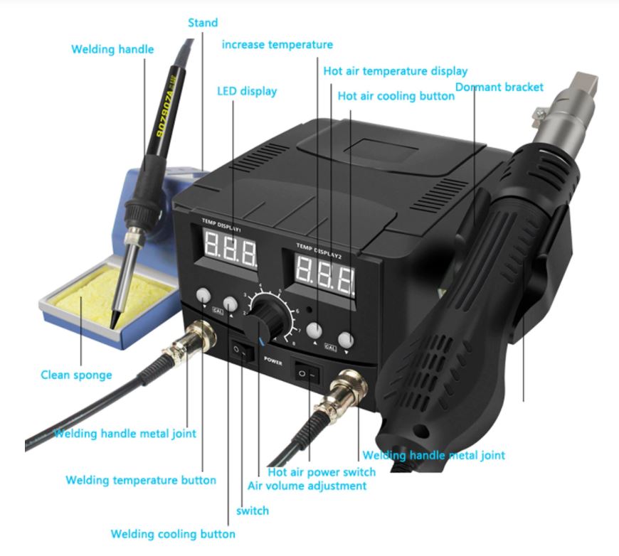 New 800w Hot Air Soldering Station Led Digital YCD8582 - with | Sold by Uncle Wiener's Wholesale