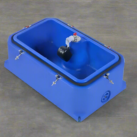 85L insulated heated livestock water tank with red caps
Winter-ready blue heated water tank with controller
Smart controller for livestock water heating system
Durable animal water tank for freezing temperatures
