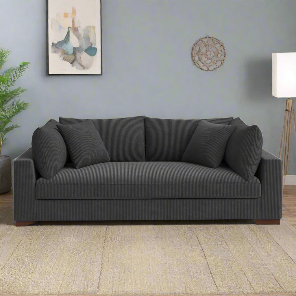 89.5” Square Arm Couch – Modern Living Room Setup
3-Seater Sofa with Toss Pillows – Front View
Upholstered Contemporary Sofa – Side Angle
Soft Plush Back Cushions – Detail Close-Up
Modern Beige Fabric Sofa – Apartment Living Room