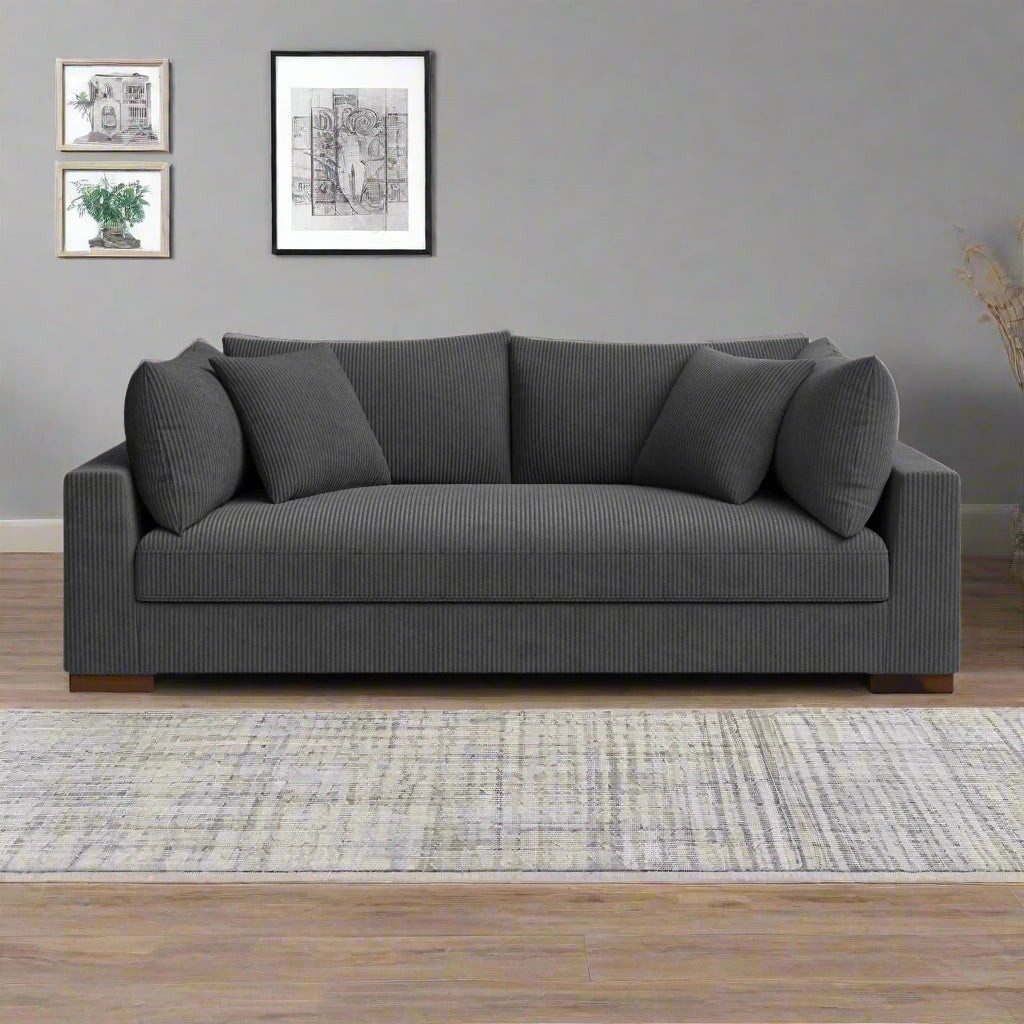 89.5” Square Arm Couch – Modern Living Room Setup
3-Seater Sofa with Toss Pillows – Front View
Upholstered Contemporary Sofa – Side Angle
Soft Plush Back Cushions – Detail Close-Up
Modern Beige Fabric Sofa – Apartment Living Room