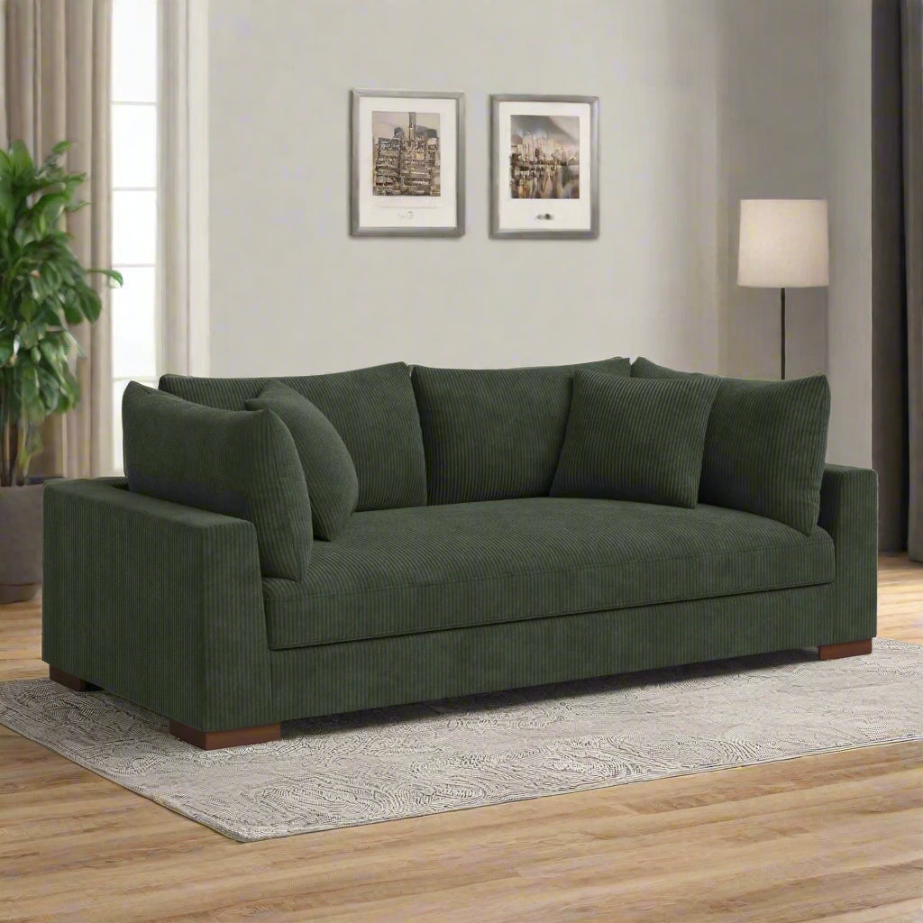 89.5” Square Arm Couch – Modern Living Room Setup
3-Seater Sofa with Toss Pillows – Front View
Upholstered Contemporary Sofa – Side Angle
Soft Plush Back Cushions – Detail Close-Up
Modern Beige Fabric Sofa – Apartment Living Room