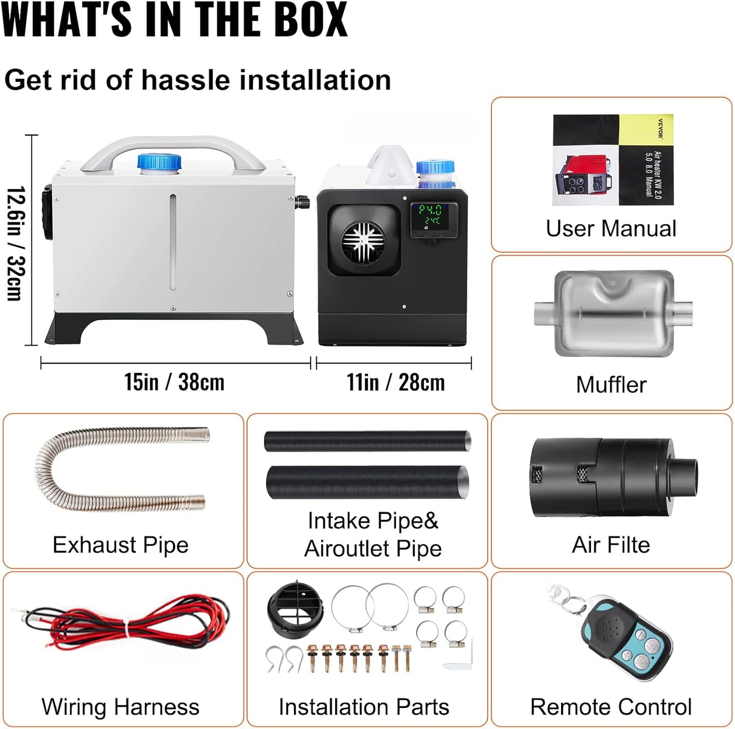 New 8KW Diesel Air Heater 12V with LCD & Remote – Compact All - in - One Heater Unit AH08121S - with | Sold by Uncle Wiener's Wholesale