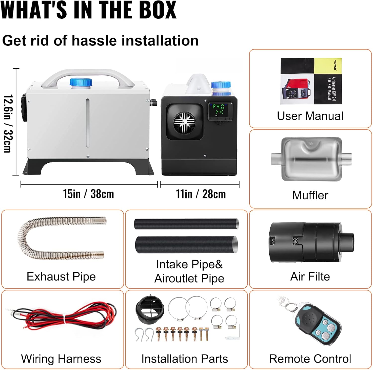 New 8KW Diesel Air Heater 12V with LCD & Remote – Compact All - in - One Heater Unit AH08121S - with | Sold by Uncle Wiener's Wholesale