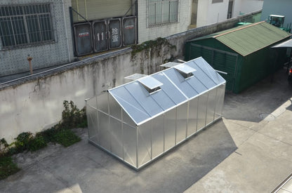 All-Weather Polycarbonate Greenhouse – 8x6, 8x10, 8x16 FT Outdoor Aluminum Frame Greenhouse with Sliding Doors and Roof Vents