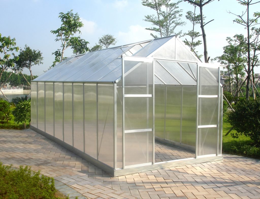 All-Weather Polycarbonate Greenhouse – 8x6, 8x10, 8x16 FT Outdoor Aluminum Frame Greenhouse with Sliding Doors and Roof Vents