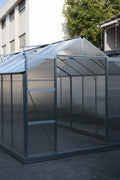 All-Weather Polycarbonate Greenhouse – 8x6, 8x10, 8x16 FT Outdoor Aluminum Frame Greenhouse with Sliding Doors and Roof Vents