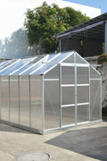 All-Weather Polycarbonate Greenhouse – 8x6, 8x10, 8x16 FT Outdoor Aluminum Frame Greenhouse with Sliding Doors and Roof Vents