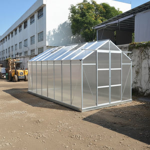 New 8x6, 8x10, & 8x16 FT Polycarbonate Greenhouse – All-Weather Outdoor Garden Green House with UV Panels & Aluminum Frame