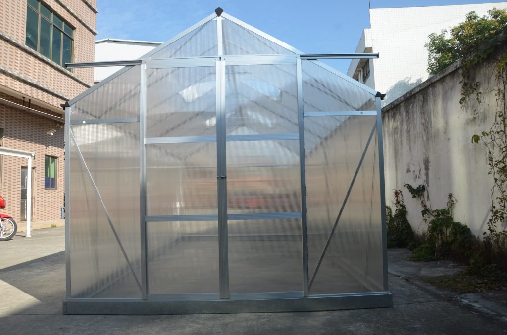 All-Weather Polycarbonate Greenhouse – 8x6, 8x10, 8x16 FT Outdoor Aluminum Frame Greenhouse with Sliding Doors and Roof Vents