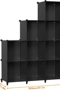 9-Cube Stackable Closet Organizer – Modular Black Storage Shelves for Clothes, Shoes, Bins, and Household Items